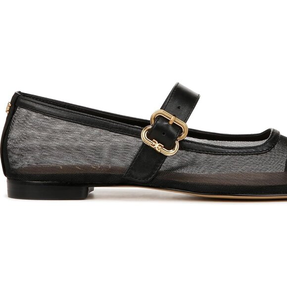 Sam Edelman Miranda Black Mesh & Leather Ballet Flats Shoes Ballerina Mary Janes - Picture 14 of 15